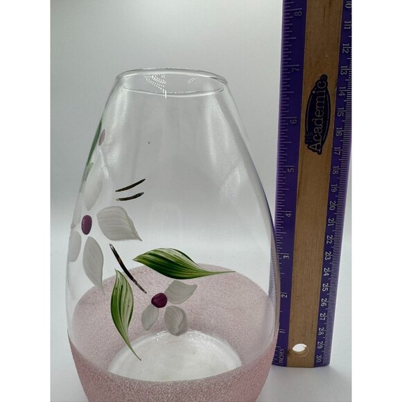 Vintage Bartlett Collins Frosted Sugared Glass White Flowers Gay Fad Vase - Picture 8 of 10